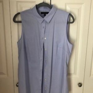 Blue Cotton Sleeveless Button Down SZ L
